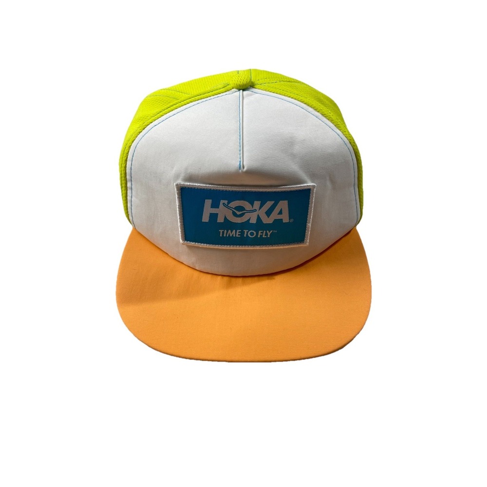 HOKA One One Time to Fly Logo Adjustable Lightweight Ball Cap Neon O/S Running